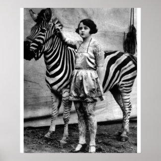Tattooed Circus Dam och Zebra Poster