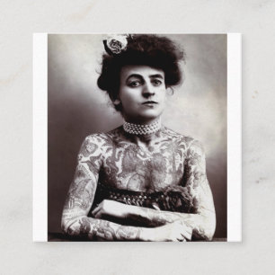 Tattooed Dam Maud Wagner 1907 Vintage Fyrkantigt Visitkort