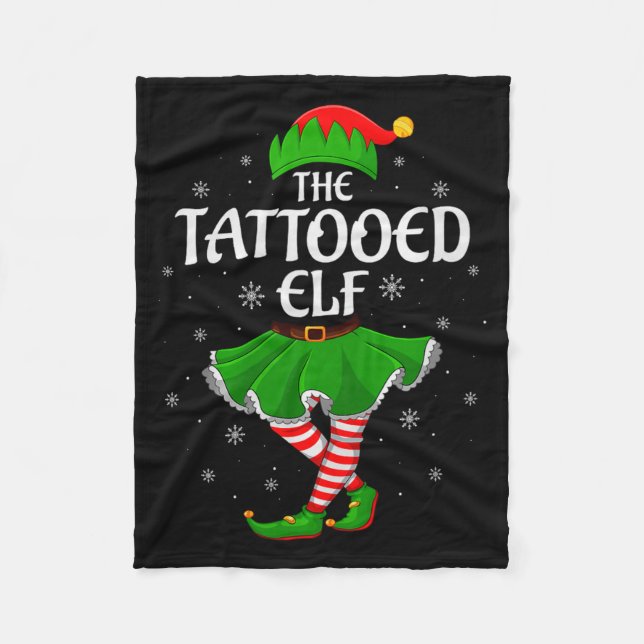 Tattooed Elf Christmas Family Girls Women Elf Squa Fleecefilt (Framsidan)