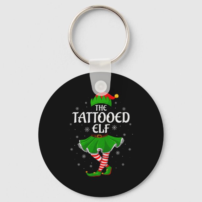 Tattooed Elf Christmas Family Girls Women Elf Squa Nyckelring (Framsida)
