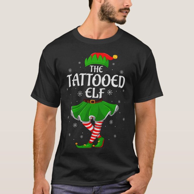 Tattooed Elf Christmas Family Girls Women Elf Squa T Shirt (Framsida)