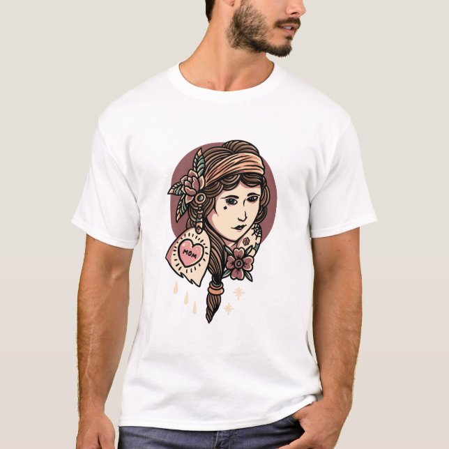 Tattooed Girl tattoo design T-Shirt (Framsida)