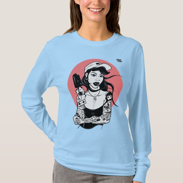 Tattooed Ice Cream Girl långärmad T-Shirt (Framsida)