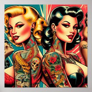 Tattooed Pin-up Girls Poster