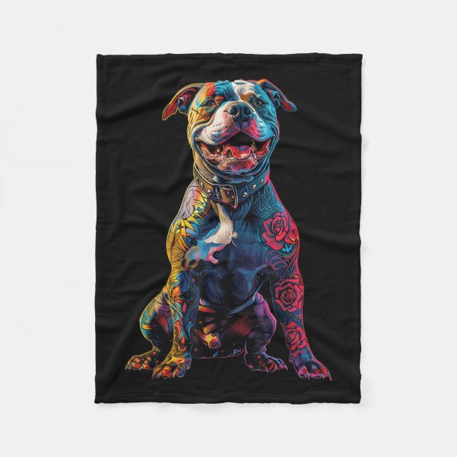 Tattooed Pitbull Hund Tattoos Pitbull Tattooed Hun Fleecefilt (Framsidan)