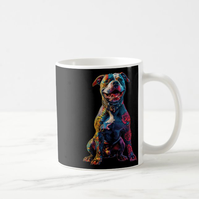 Tattooed Pitbull Hund Tattoos Pitbull Tattooed Hun Kaffemugg (Höger)