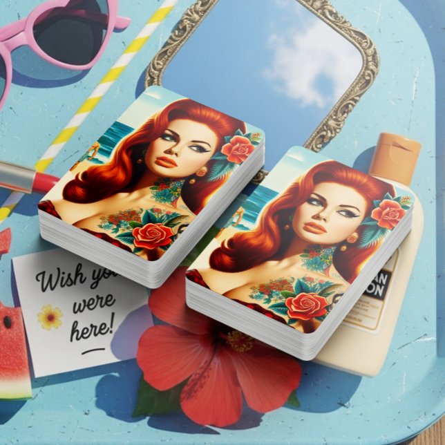Tattooed Redhead Pin-up Casinokort (Skapare uppladdad)
