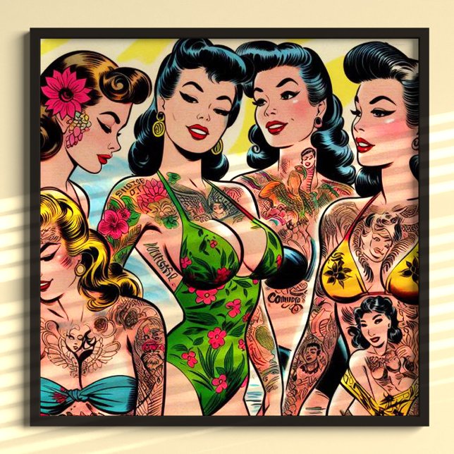 Tattooed Tecknad Girls Poster (Skapare uppladdad)