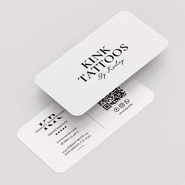 Tattooist, minimalt skript - Tattoo Artist White Visitkort (Tattooist Minimal Script Tattoo Artist White Business Card
)