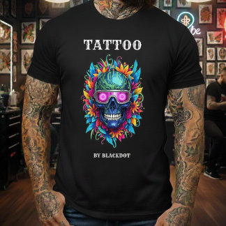 Tattooist Skull Sunglasses Floral Tattoo Studio T Shirt
