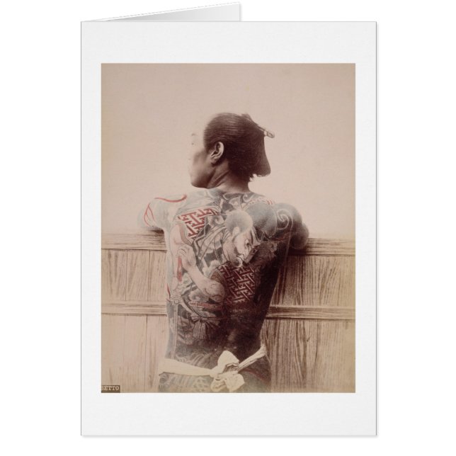 Tattoos, japansk Bridegroom, c.1880 (foto) Hälsningskort (Framsidan)