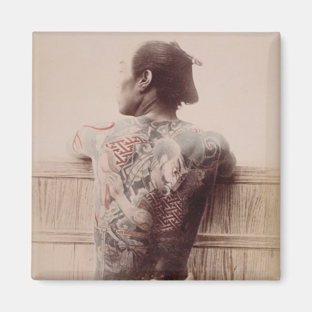 Tattoos, japansk Bridegroom, c.1880 (foto) Magnet (Framsidan)