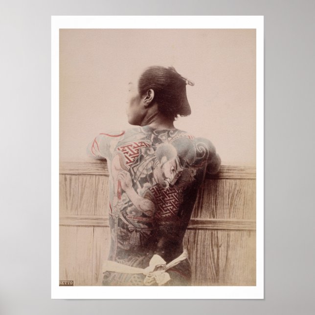 Tattoos, japansk Bridegroom, c.1880 (foto) Poster (Framsidan)
