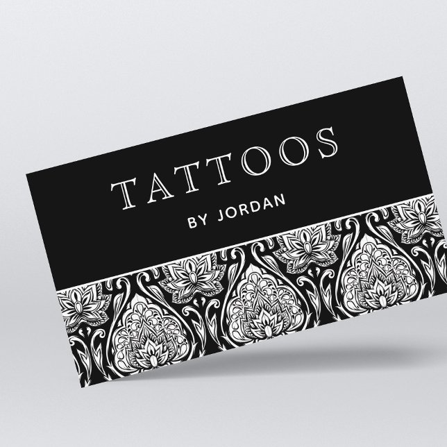 Tattoos Master Artist Namn Salon Shop Black White Visitkort (Skapare uppladdad)