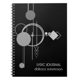 Tattoos Modern Art Deco | Svart och Grått-texter Anteckningsbok