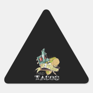Tattoos och Tacos Tattoo och Taco Älskare Triangelformat Klistermärke