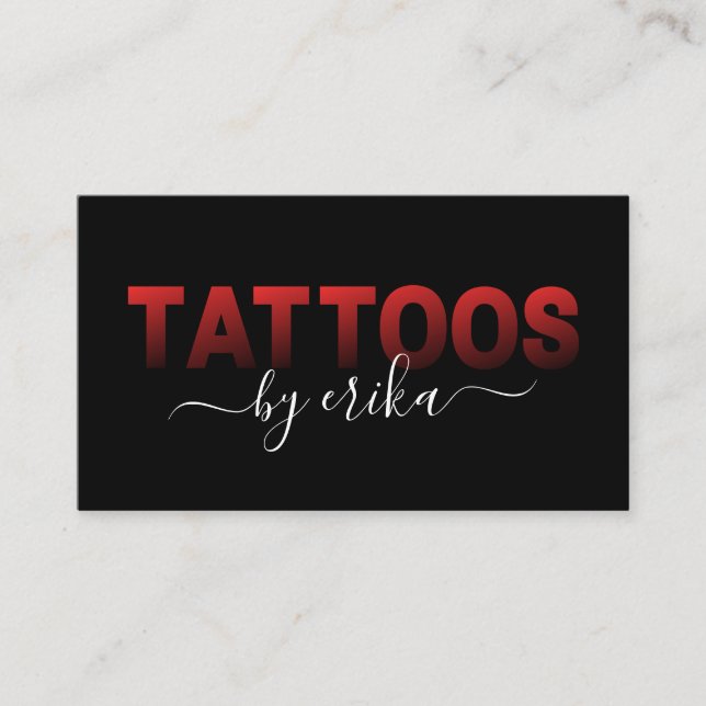 Tattoos Tattoos Artist Red Typography Social Media Visitkort (Framsida)