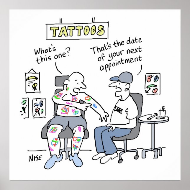 Tattoos Theme Funny Tattooist Poster (Framsidan)