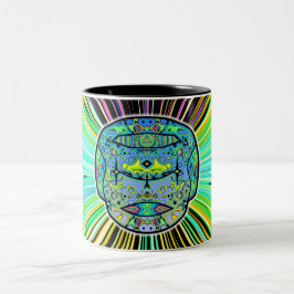 Tattoskalle med färg v1 Två-Tonad mugg