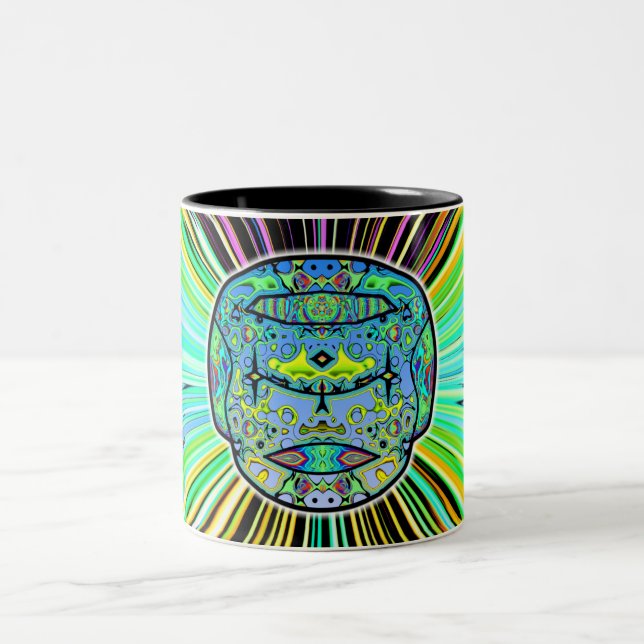 Tattoskalle med färg v1 Två-Tonad mugg (Center)