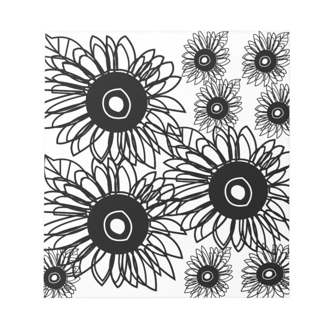 Tattosolrosblommans Blommigt Black White Tattoo Fl Anteckningsblock (Framsida)