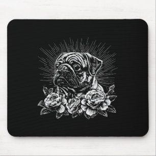 Tattot för Pug Älskare Hund Retro Stil _1 Musmatta