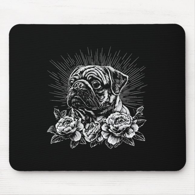 Tattot för Pug Älskare Hund Retro Stil _1 Musmatta (Framsidan)