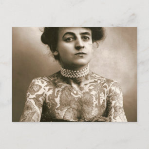 Tattot med pärlor, Victorian Circus-foto Vykort