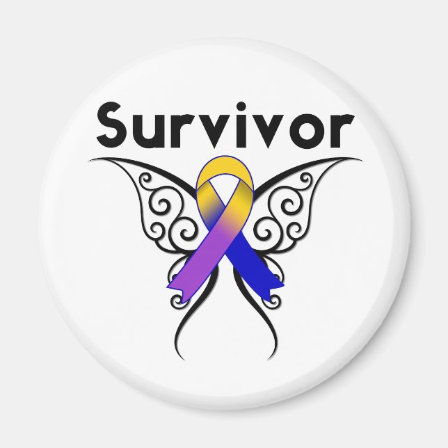 Tattot Ribbon för Bladder Cancer Butterfly Magnet (Framsidan)