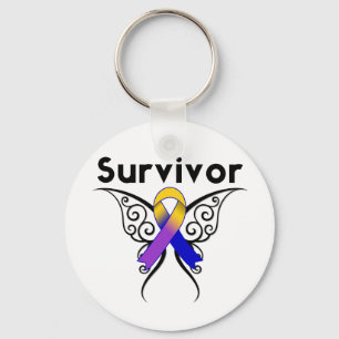 Tattot Ribbon för Bladder Cancer Butterfly Nyckelring