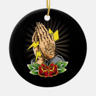 Tattotototoing Tribal Symbol Artist Praying Ligh Julgransprydnad Keramik