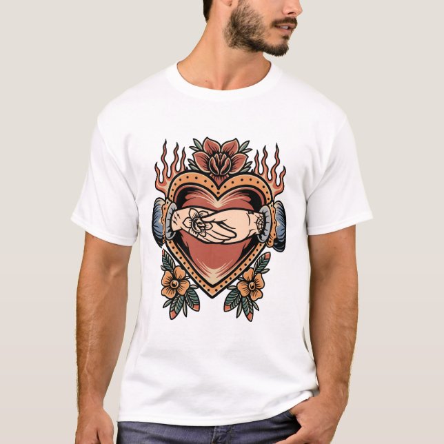 Tatudesign för kärlek och ro t shirt (Framsida)