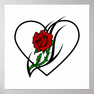 Tatuera Röd ros Poster