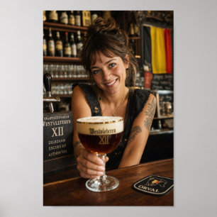 Tatuerad bartender belgisk pubbposter poster