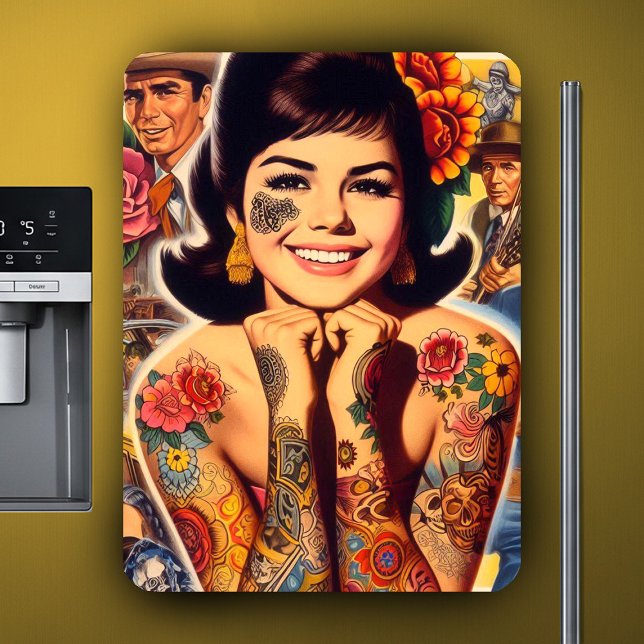 Tatuerad flicka i gammaldags stil magnet (Skapare uppladdad)
