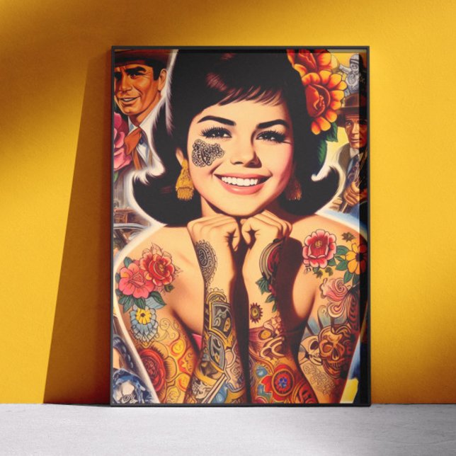 Tatuerad flicka i gammaldags stil poster (Skapare uppladdad)