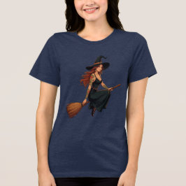 Tatuerad häxa satt grensle över en sopkvast vektor t shirt