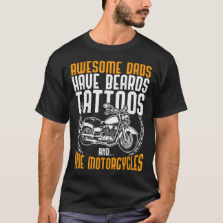 Tatuerad pappa motorcykel fadersdag rolig t shirt