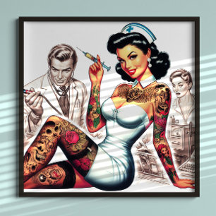 Tatuerad sjuksköterska pin-up poster