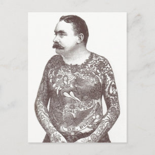 Tatuerad Victoriangrabb med moustachen Vykort