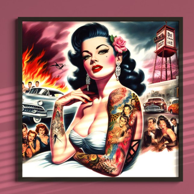 Tatuerad Vintage Pin-up Poster (Skapare uppladdad)