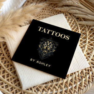 Tatuering Artist Salong Tiger Vild Djur Geometrisk Fyrkantigt Visitkort
