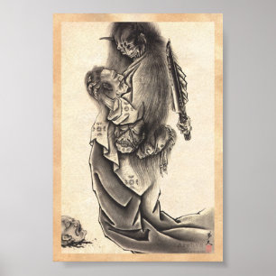 Tatuering av coola klassisk vintage japanese demon poster