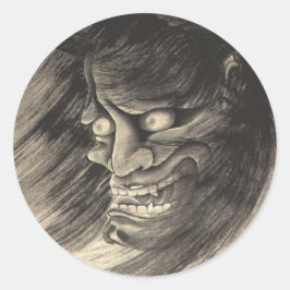 Tatuering av coola klassisk vintage japansk demonh runt klistermärke