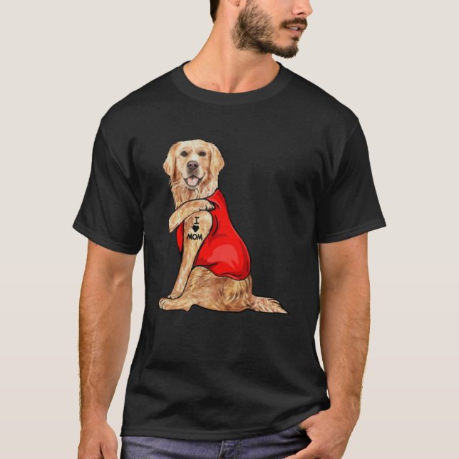 Tatuering av guldladdare hund I kärlek morsa T Shirt (Framsida)