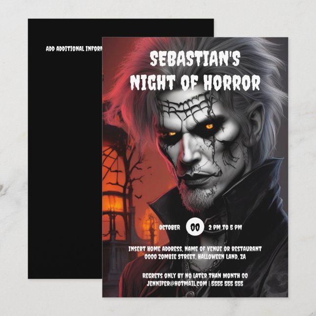 Tatuering av halloween fest vuxnor, tatuering av g inbjudningar (Fram/baksida)