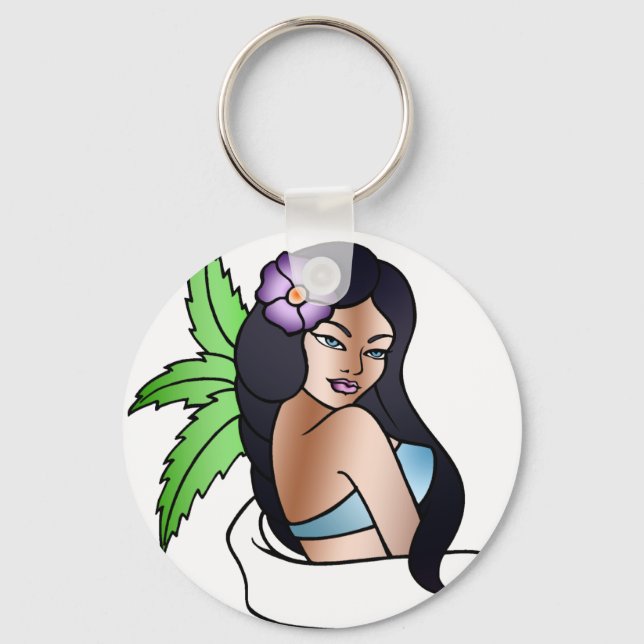 Tatuering av hawaiiansk flicka nyckelring (Framsida)