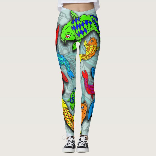 Tatuering av Neon koi stil Leggings (Framsida)