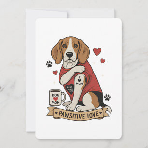Tatuering Beagle Hund Illustration Jag Älskar Mamm Inbjudningar