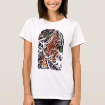 Tatuering design med Tiger & lönnlöv